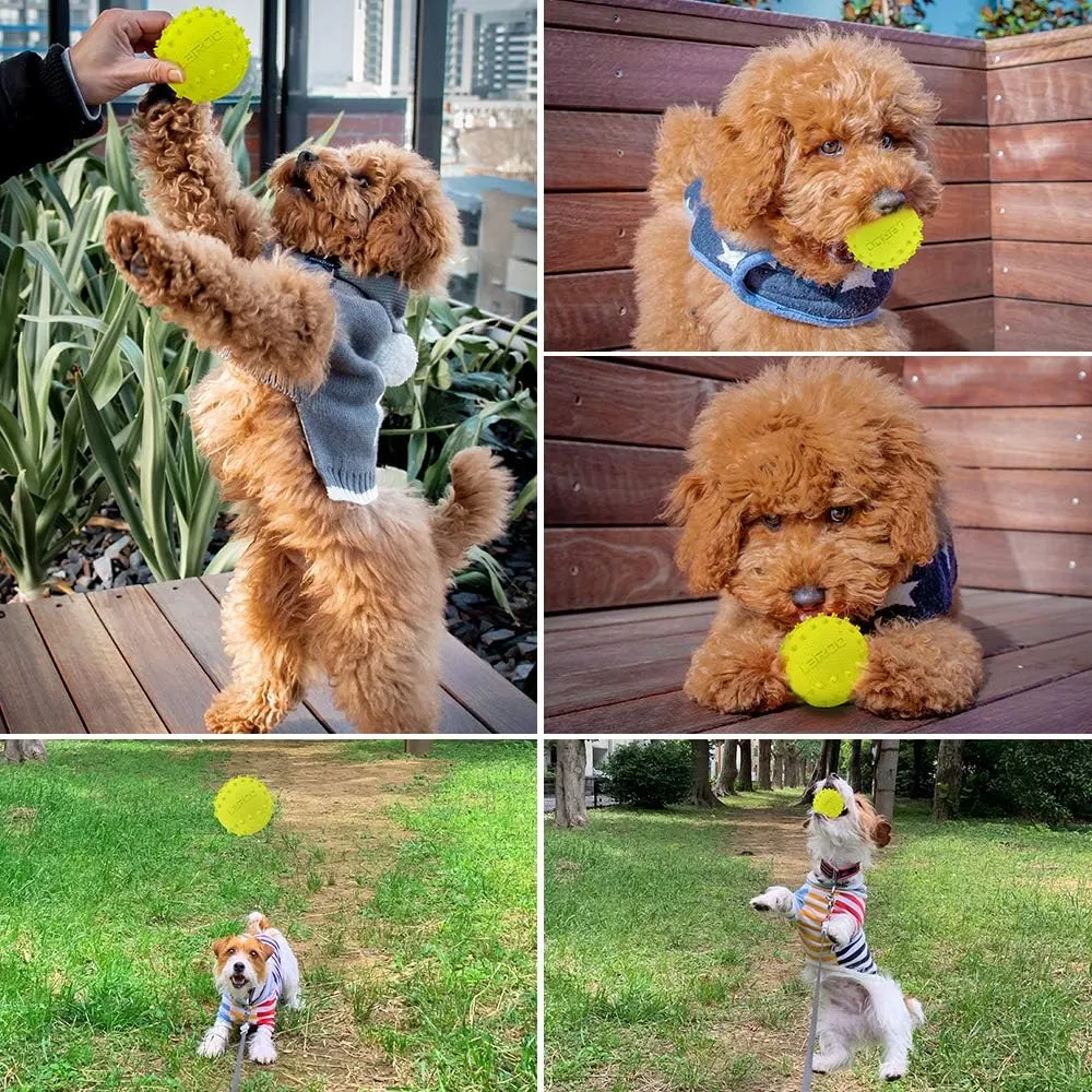 LaRoo Squeaky Dog Ball Toy, Durable Natural Rubber Squeaker Ball Floating Throwing Training, Teeth Cleaning Chew Toy for Pet Small Medium Large Dogs (6.5CM Green)