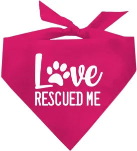 Love Rescued Me Dog Bandana | 100% Cotton Adjustable Triangle | Adoption Event Prop Photoshoot | Rescue | Puppy | New Dog |Hot Pink, One Size (164)