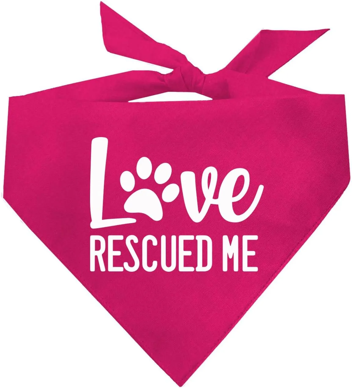 Love Rescued Me Dog Bandana | 100% Cotton Adjustable Triangle | Adoption Event Prop Photoshoot | Rescue | Puppy | New Dog |Hot Pink, One Size (164)