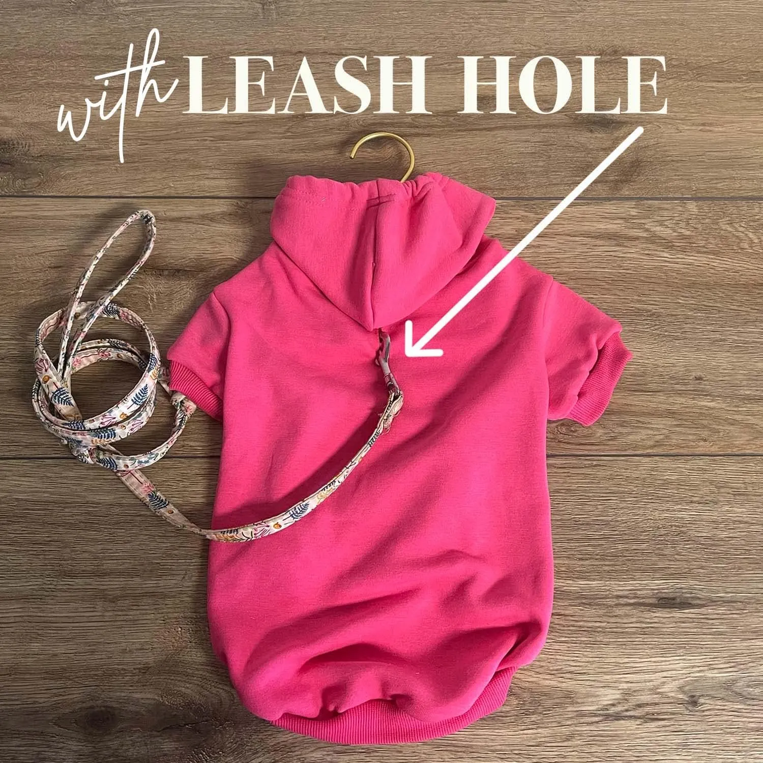 My Human is Wrapped Around My Little Paw Valentine's Day Dog Hoodie Fleece Lined Pullover Sweatshirt with Leash Hole (Red, Large 103)