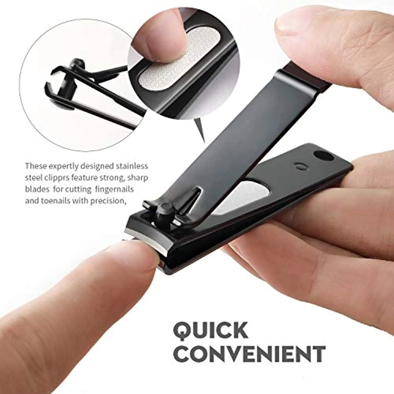 Nail clippers set matte stainless steel 3 pcs fingernail clippers &slant edg Toenail Clipper Cutter Metal Case .The best gift nail clippers for men and women (Black)