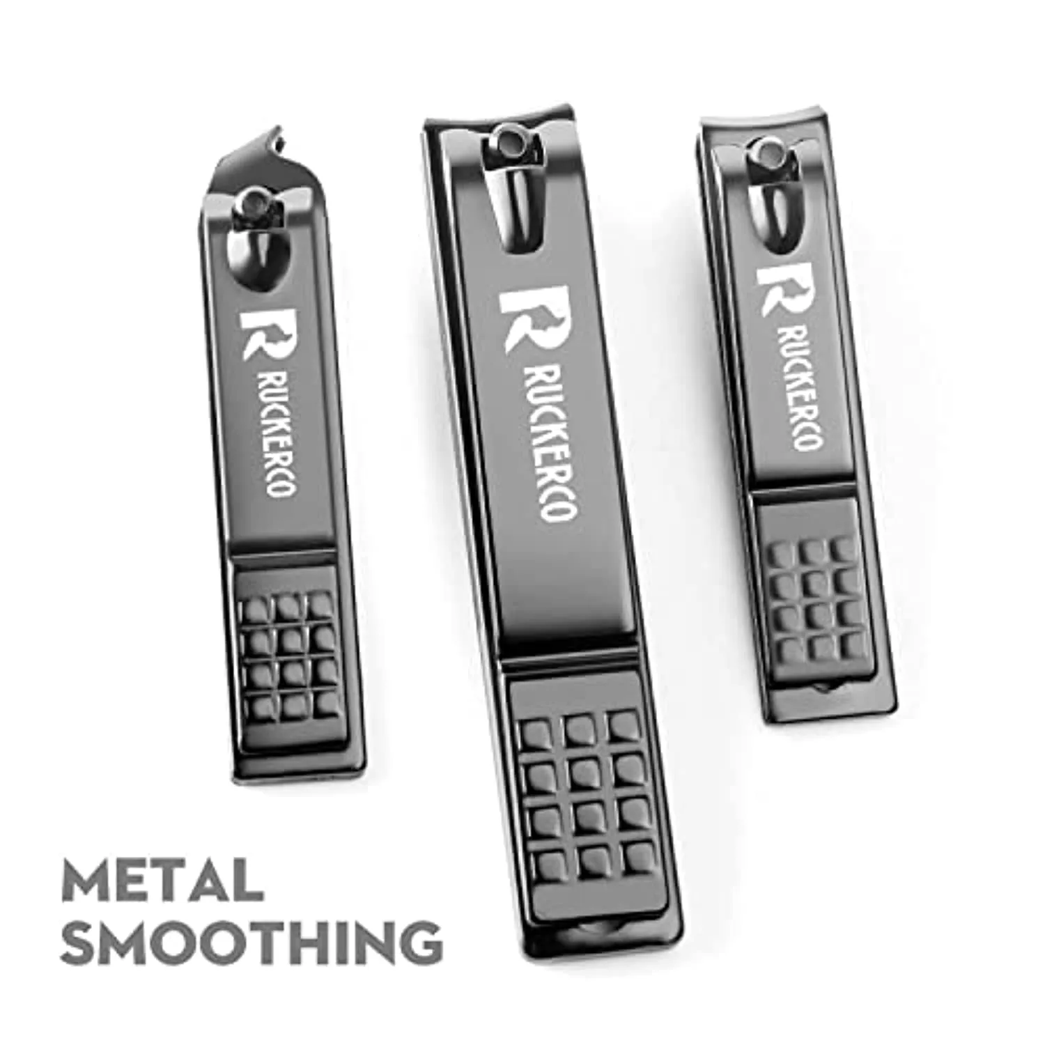 Nail clippers set matte stainless steel 3 pcs fingernail clippers &slant edg Toenail Clipper Cutter Metal Case .The best gift nail clippers for men and women (Black)