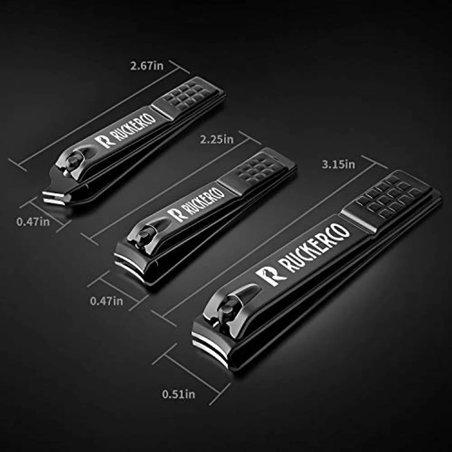 Nail clippers set matte stainless steel 3 pcs fingernail clippers &slant edg Toenail Clipper Cutter Metal Case .The best gift nail clippers for men and women (Black)