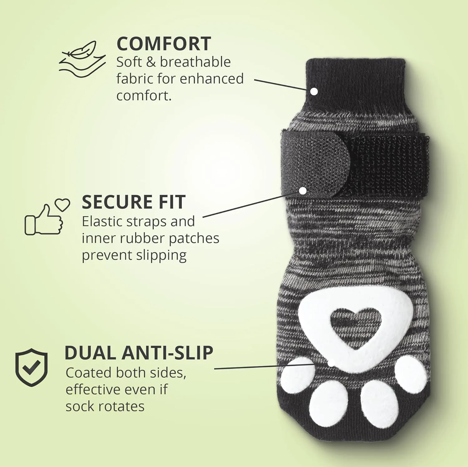 Non-Slip Dog Socks for Hardwood Floors - 6-Pack | Anti-Slip Toes to Prevent Licking Paws, Add Grip, and Provide Paw Protection | for All Ages and Senior Dogs - XXS