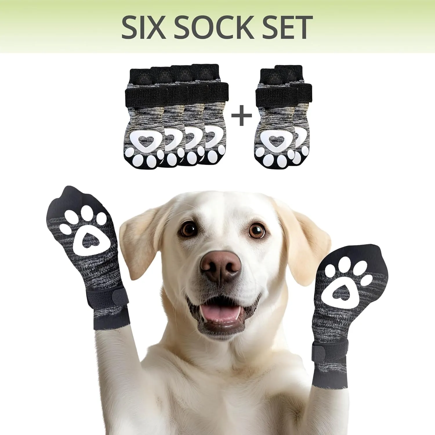 Non-Slip Dog Socks for Hardwood Floors - 6-Pack | Anti-Slip Toes to Prevent Licking Paws, Add Grip, and Provide Paw Protection | for All Ages and Senior Dogs - XXS