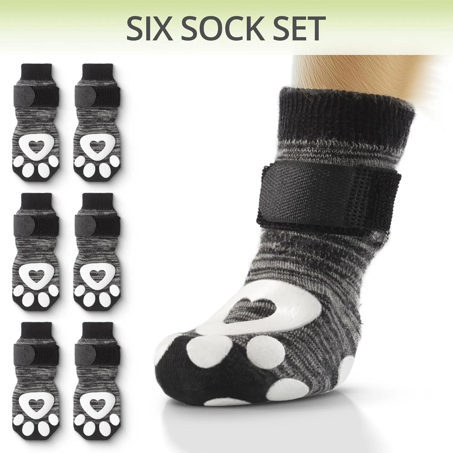 Non-Slip Dog Socks for Hardwood Floors - 6-Pack | Anti-Slip Toes to Prevent Licking Paws, Add Grip, and Provide Paw Protection | for All Ages and Senior Dogs - XXS