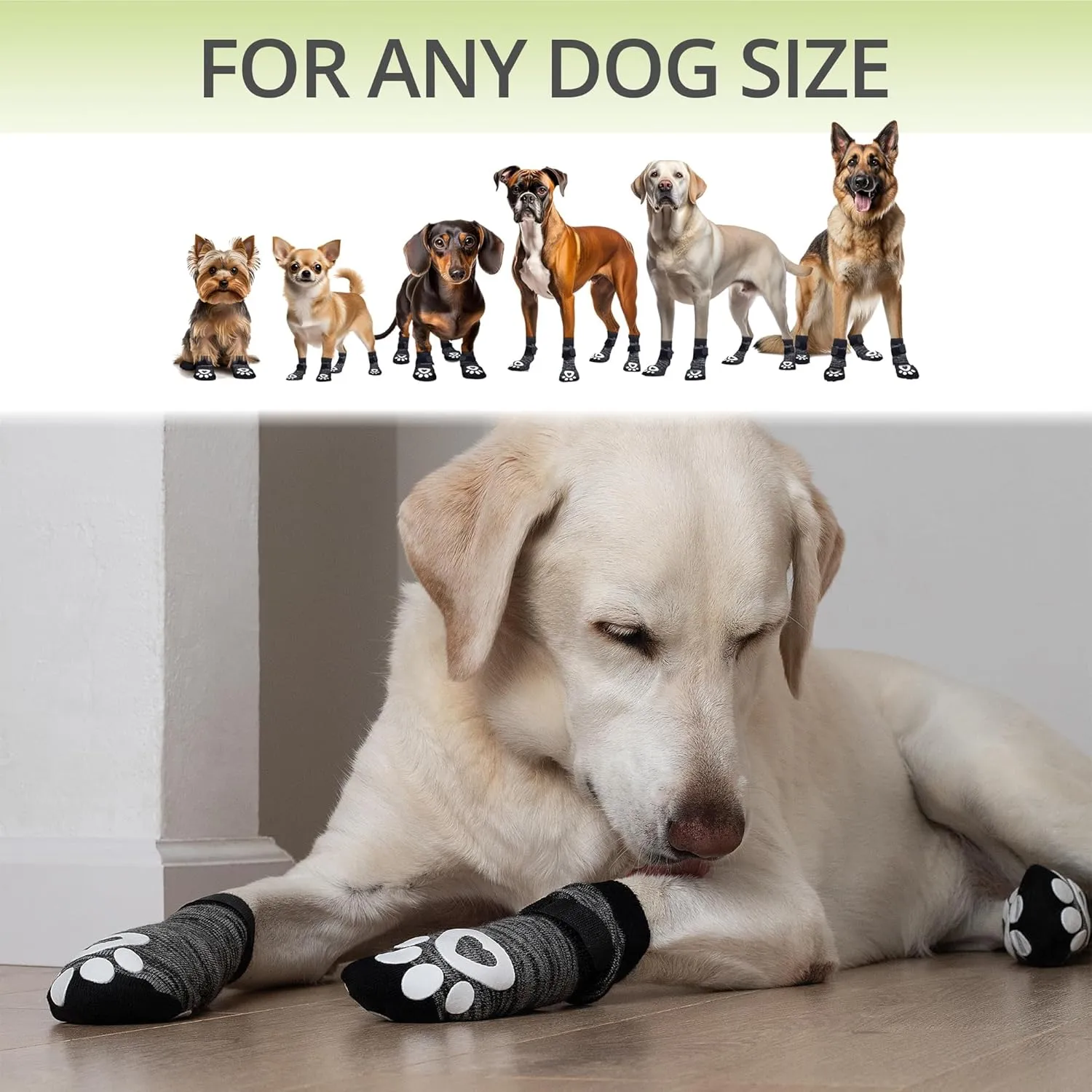 Non-Slip Dog Socks for Hardwood Floors - 6-Pack | Anti-Slip Toes to Prevent Licking Paws, Add Grip, and Provide Paw Protection | for All Ages and Senior Dogs - XXS