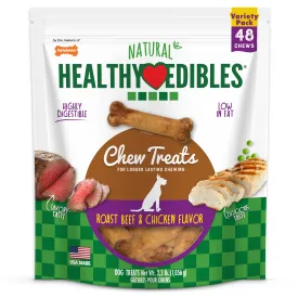 Nylabone Healthy Edibles All-Natural Long Lasting Roast Beef and Chicken Flavor Chew Treats Roast Beef & Chicken - Extra Small/Petite - 48 Count