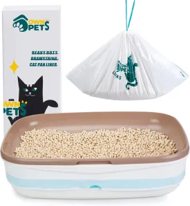 Ownpets Cat Litter Liners Large Extra Thick Cat Litter Bags Drawstring Liner Bags for Pet Cat Litter Box Tray, Unscented,10 Count 31"x 17"