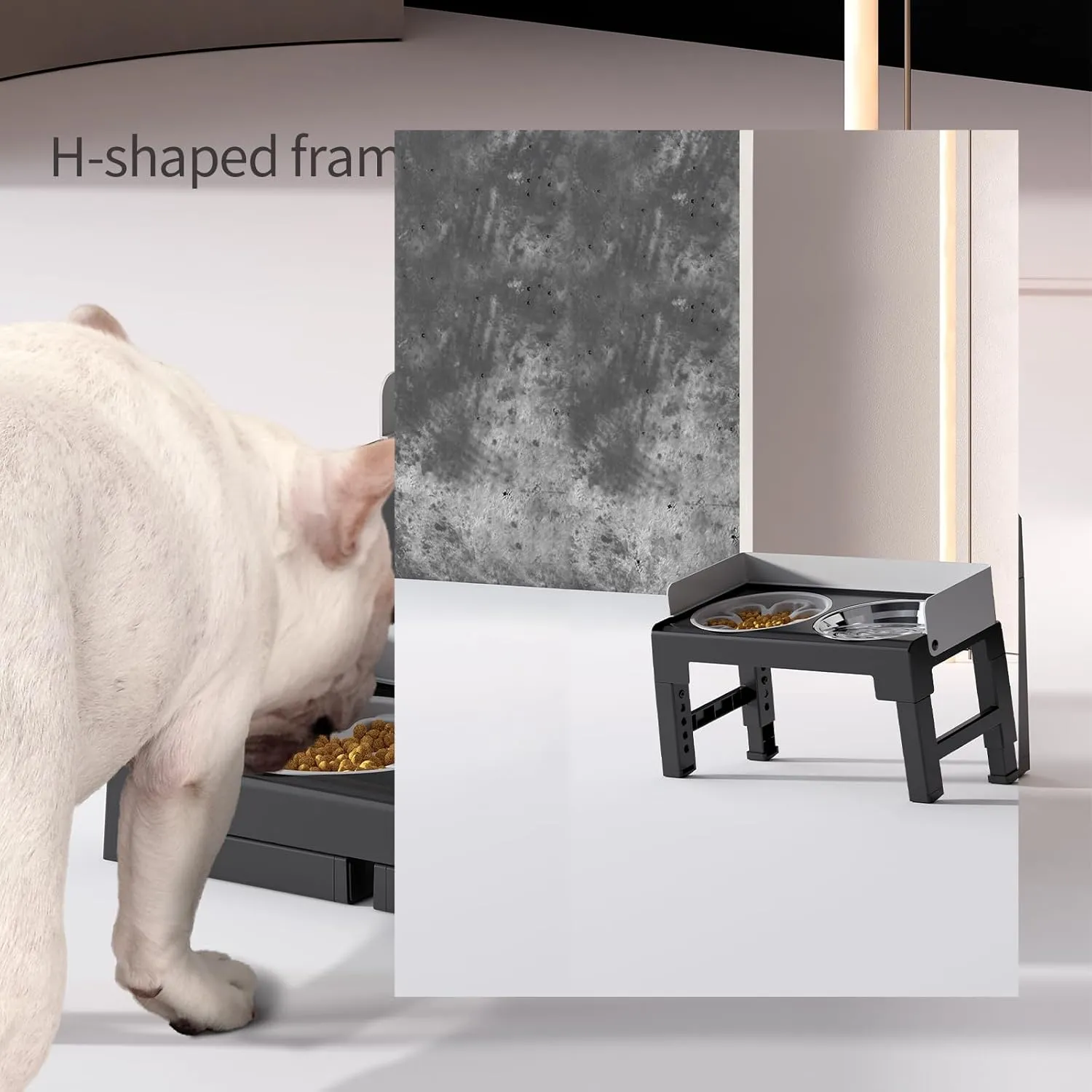 PAKEWAY Elevated Dog Bowls, Spill Proof, Tiltable Dog Feeder with 1 Stainless Steel Bowl &1 Slow Feeder Bowl, 6 Height Adjustable Raised Dog Bowls Stand for Medium Large Dogs
