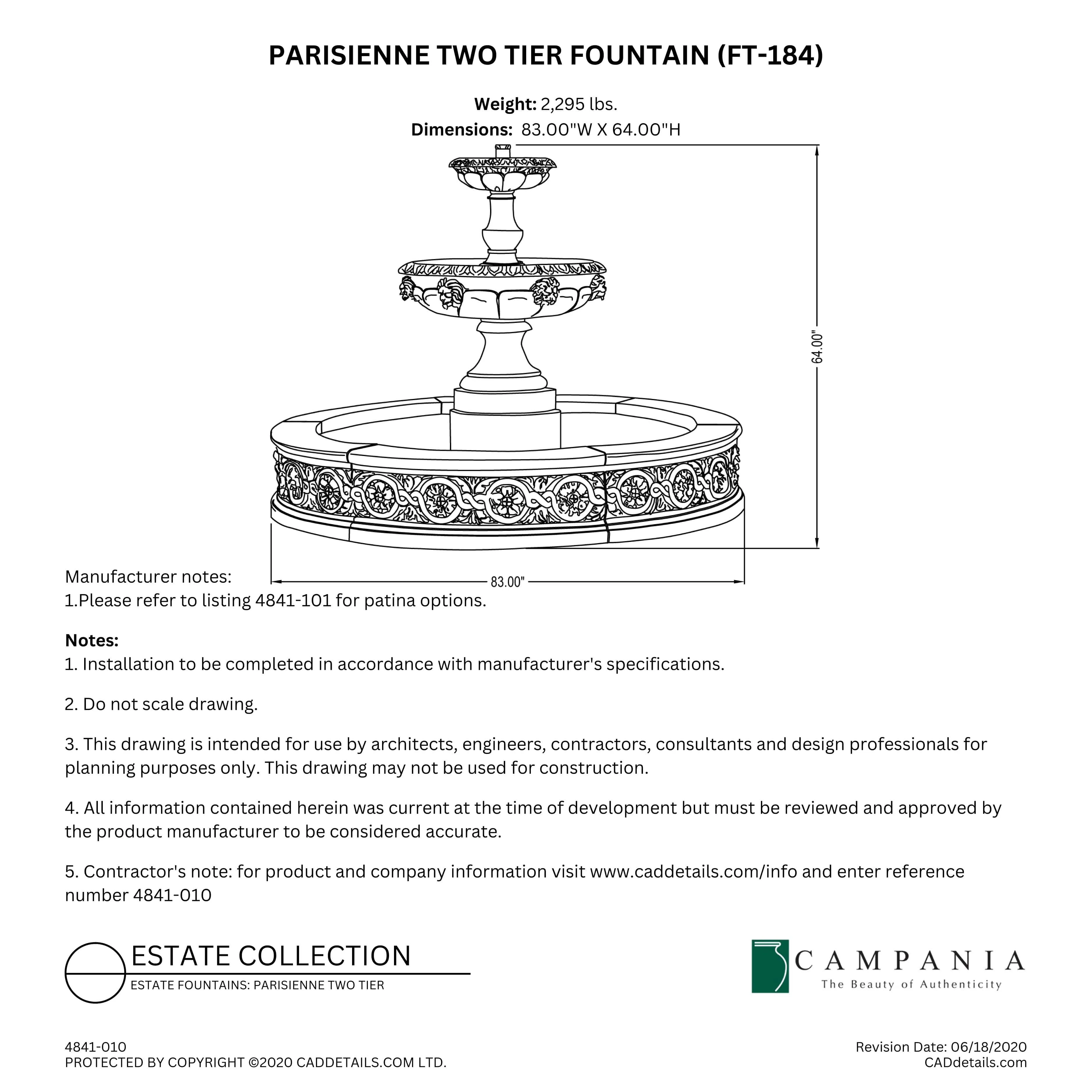 Parisienne Two Tier Fountain Campania International