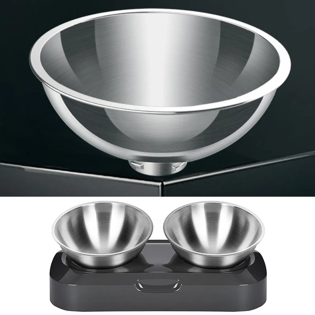 Pet Bowl Feeder Cat Bowl Pet Stainless Steel Dog Bowl Adjustable Inclined Cat Bowl Inclined Water Bowl