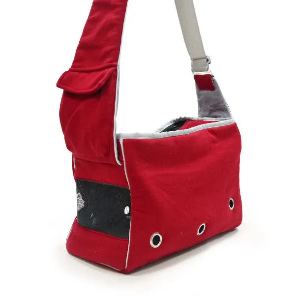 RED BOXY MESSENGER DOG CARRIER BAG
