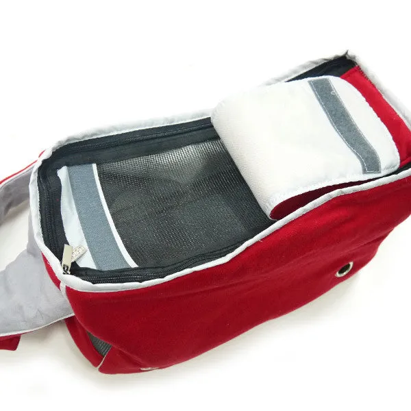 RED BOXY MESSENGER DOG CARRIER BAG