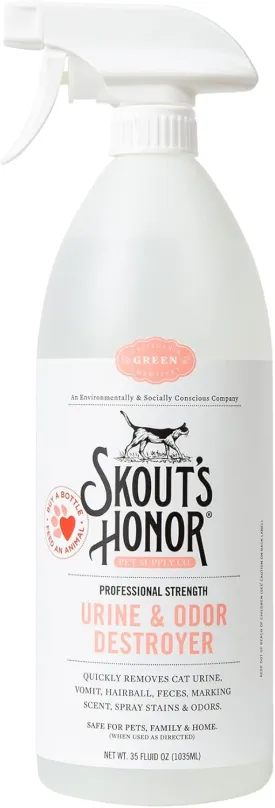 Skout's Honor Cat Urine & Odor Destroyer - Professional Strength, Plant-Powered, Cruelty-Free Urine Eliminator for Carpets and Indoor Living Spaces, 35 oz.
