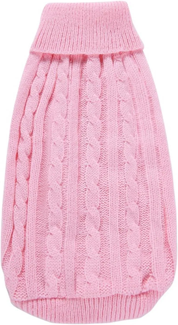 Small Dog Sweaters Knitted Pet Cat Warm Dog Sweatshirt Winter Clothes Kitten Puppy Sweater (Small,Pink)