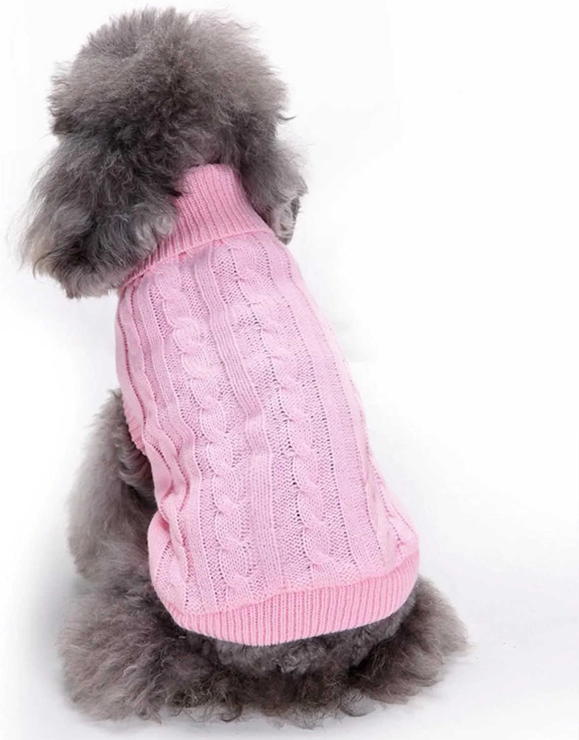 Small Dog Sweaters Knitted Pet Cat Warm Dog Sweatshirt Winter Clothes Kitten Puppy Sweater (Small,Pink)