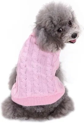 Small Dog Sweaters Knitted Pet Cat Warm Dog Sweatshirt Winter Clothes Kitten Puppy Sweater (Small,Pink)