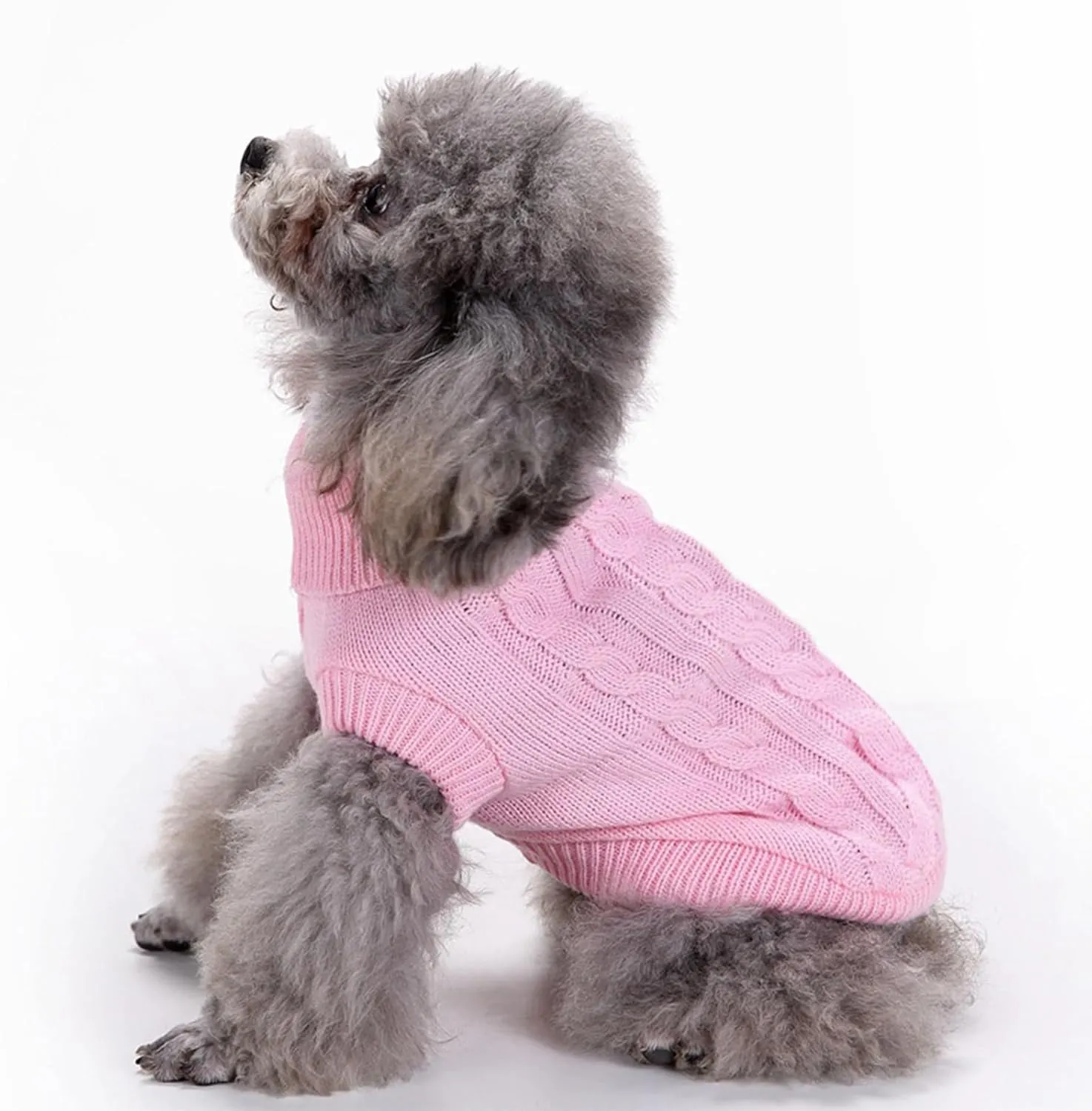 Small Dog Sweaters Knitted Pet Cat Warm Dog Sweatshirt Winter Clothes Kitten Puppy Sweater (Small,Pink)