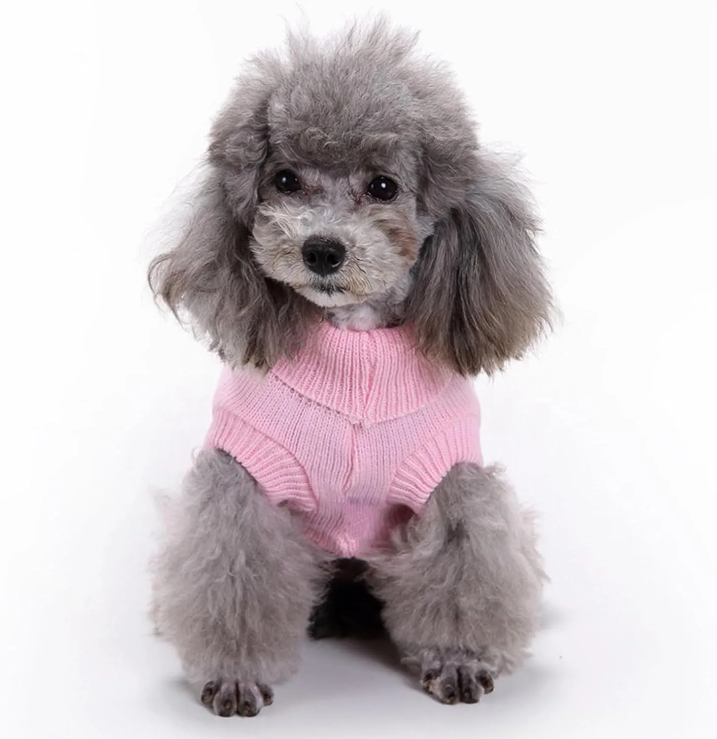 Small Dog Sweaters Knitted Pet Cat Warm Dog Sweatshirt Winter Clothes Kitten Puppy Sweater (Small,Pink)