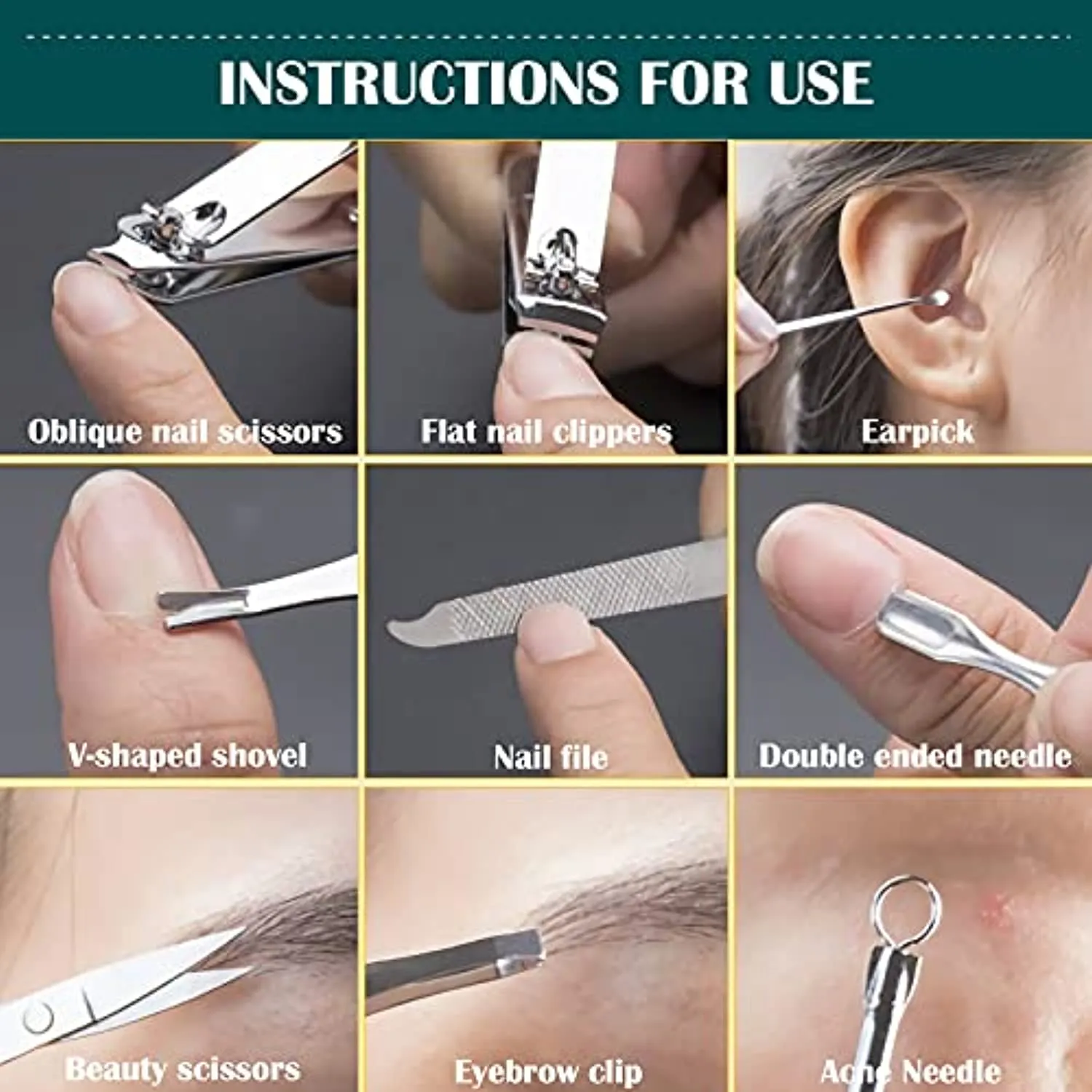 Stainless Steel Nail Clippers, Nail Clippers Set, Super Sharp and Sturdy Nail and Toe Nail Scissors, 9-Piece Set with Box TUOHAIBZHU (Gold)
