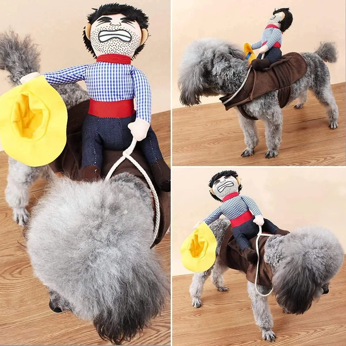 T2Y Cowboy Rider Dog Costume - Halloween Dog Costumes for Medium and Large Dogs, Dogs Clothes Knight Style with Doll and Hat for Halloween Day Pet Costume(Medium)