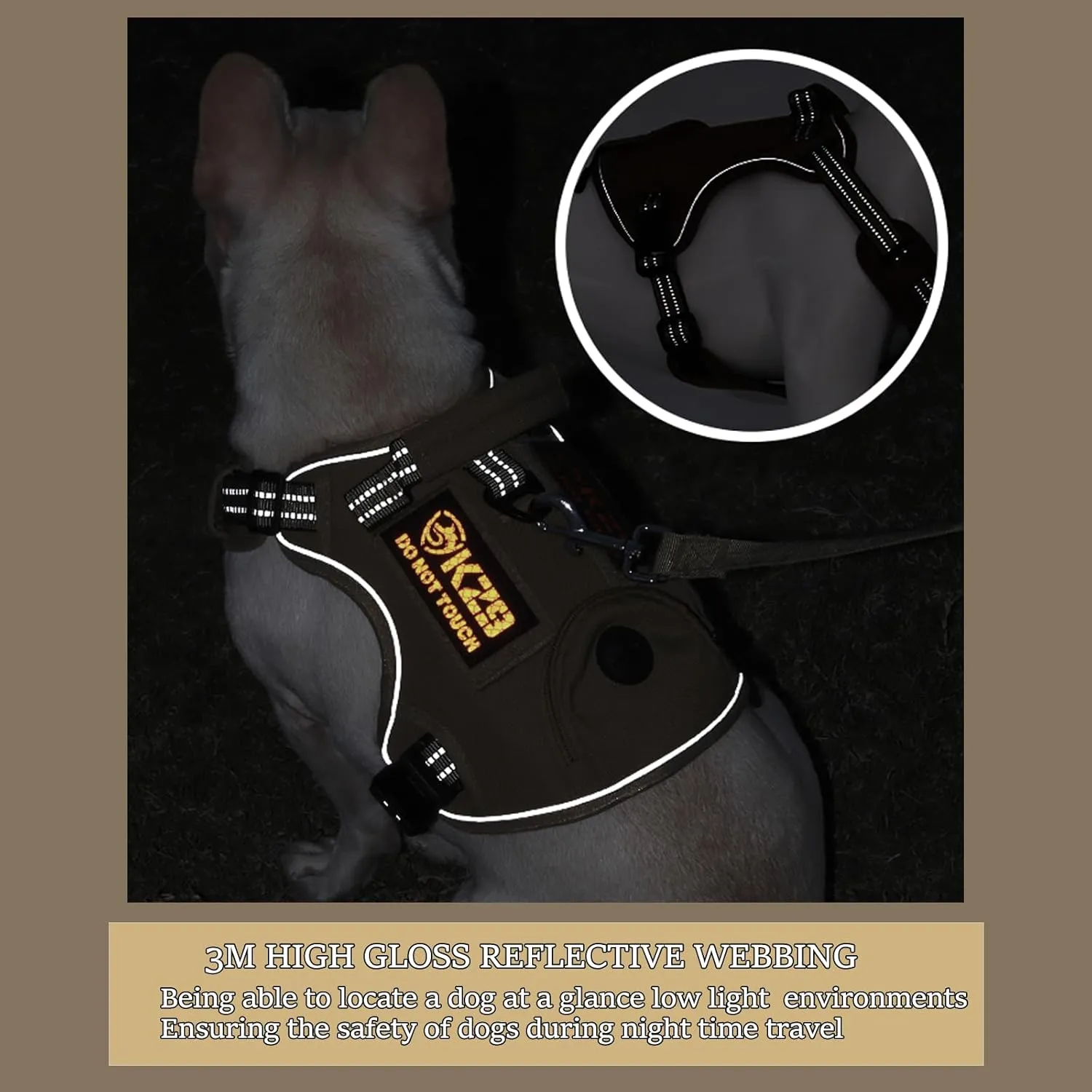Tactical Dog Harness with Multifunctional Storage Pouch & Heavy-Duty Handle - Waterproof Reflective Vest for Medium/Large Dogs, Includes Leash