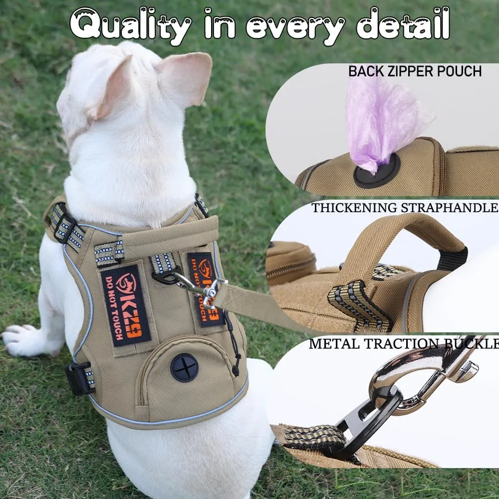 Tactical Dog Harness with Multifunctional Storage Pouch & Heavy-Duty Handle - Waterproof Reflective Vest for Medium/Large Dogs, Includes Leash