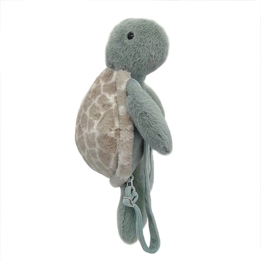 Taylor Turtle Plush Backpack - Sage