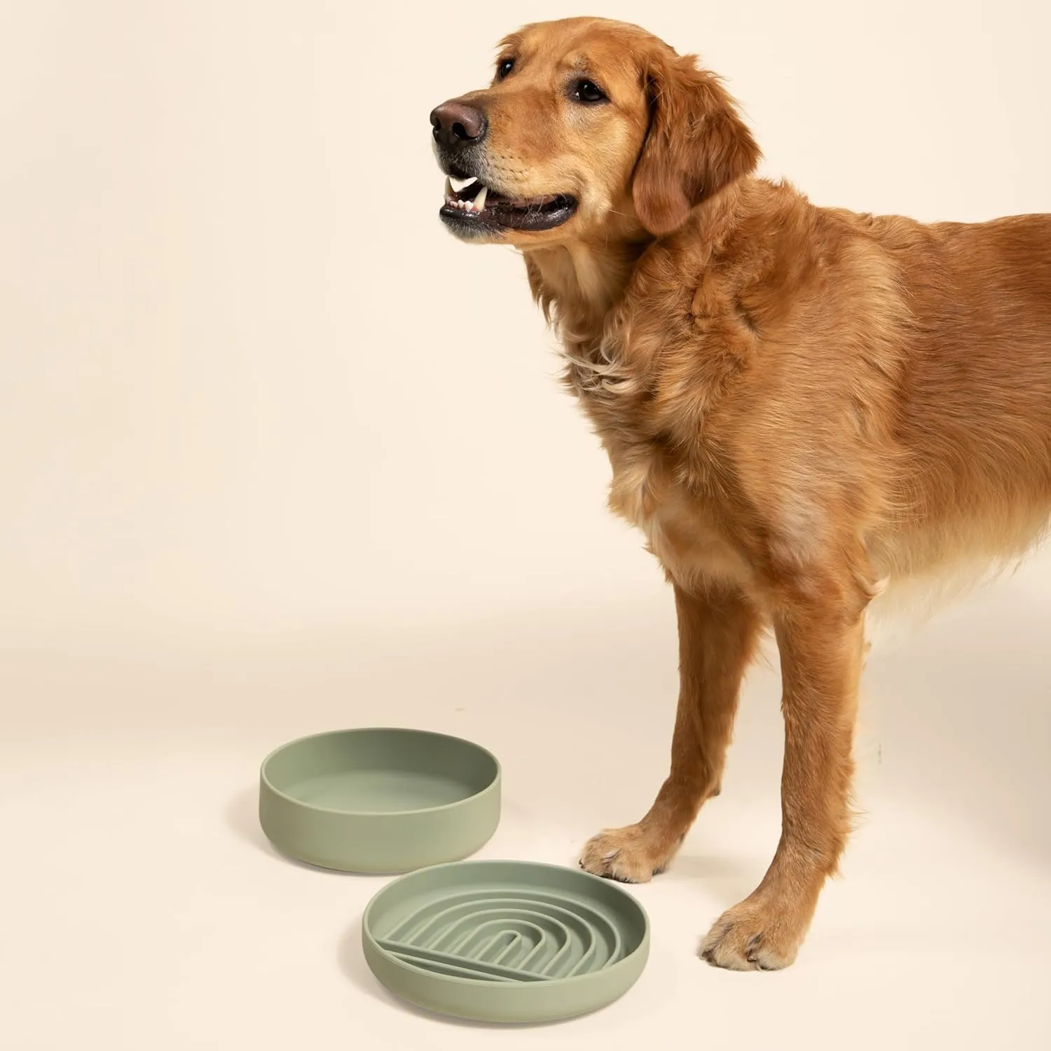 The Perfect Dish - Durable Dog Water Bowl - No Spill - Less Mess Non-Tippable Water & Food Bowl, Pure Silicone, Spill Proof with Suction Cup, Suitable for All Pets, Large-Sage