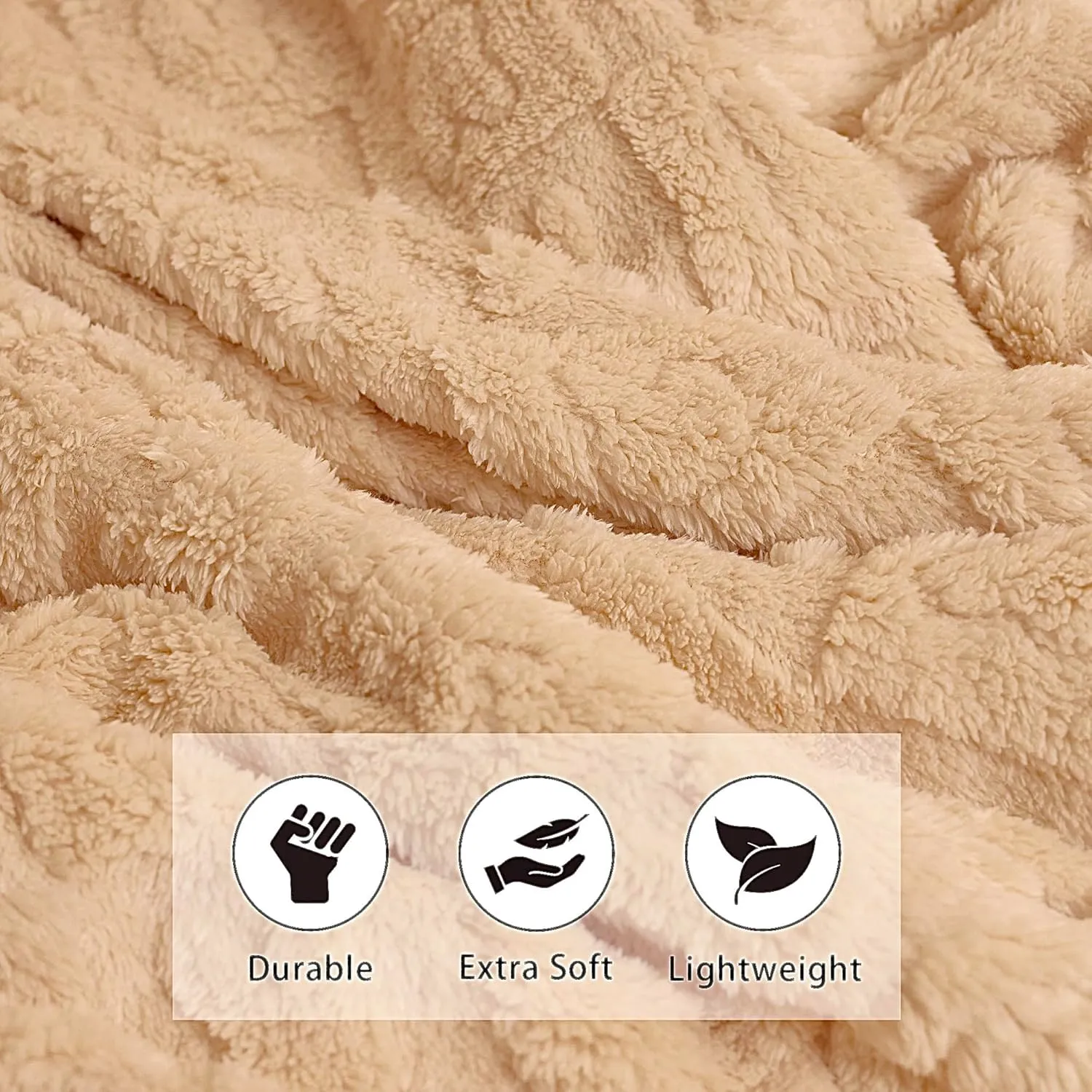 Throw Blankets with 3D Bunny Checkered,Super Soft Cozy Fleece Blankets for Lover Girls Boys Friends Gifts Pets, Lightweight Fuzzy Blanket for Couch Sofa Bed All Season (Beige, 50 * 60)
