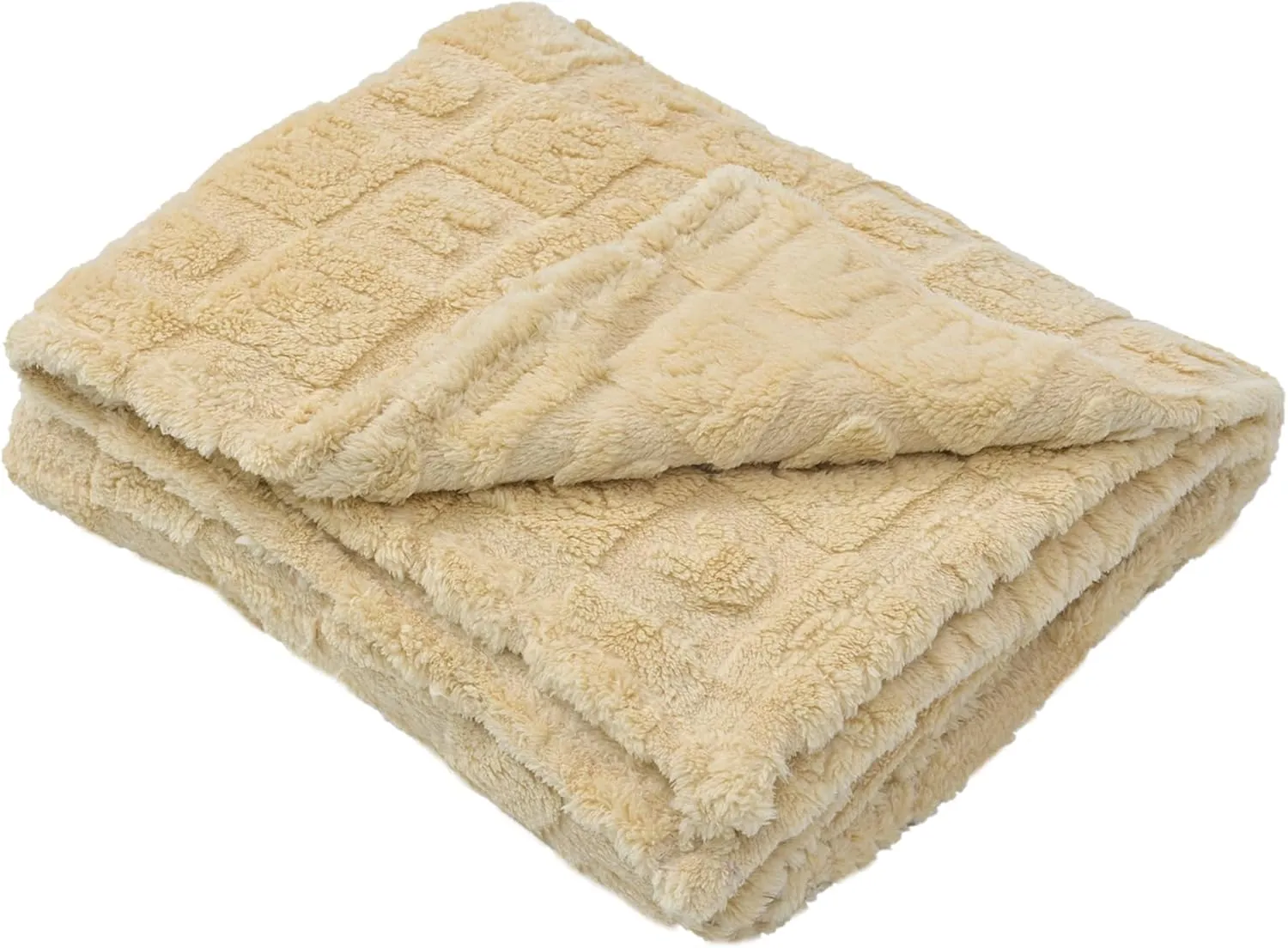 Throw Blankets with 3D Bunny Checkered,Super Soft Cozy Fleece Blankets for Lover Girls Boys Friends Gifts Pets, Lightweight Fuzzy Blanket for Couch Sofa Bed All Season (Beige, 50 * 60)