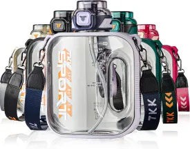 TKK Half Gallon Water Bottle Jug with Straw Large Capacity Plastic Water Bottle Dishwasher Safe 1/2 Gallon 50 Oz Water Bottle Jug BPA Free Tritan for Gym Yoga Travel Camping Outdoor