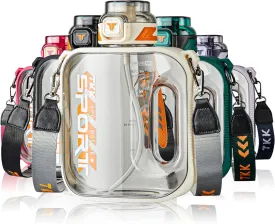 TKK Half Gallon Water Bottle Jug with Straw Large Capacity Plastic Water Bottle Dishwasher Safe 1/2 Gallon 50 Oz Water Bottle Jug BPA Free Tritan for Gym Yoga Travel Camping Outdoor