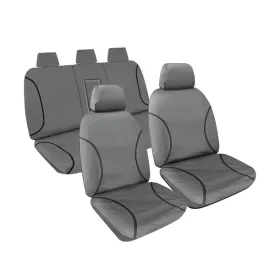 Tradies Full Canvas Seat Covers Suits Mitsubishi Triton (MQ/MR) GLX/GLX /GLX Adas/GLS/Blackline Dual Cab 4/2015-11/2023 Grey