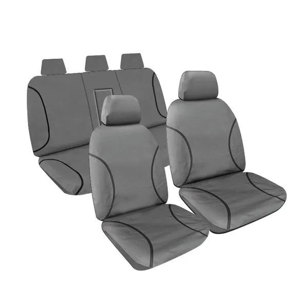 Tradies Full Canvas Seat Covers Suits Mitsubishi Triton (MQ/MR) GLX/GLX /GLX Adas/GLS/Blackline Dual Cab 4/2015-11/2023 Grey
