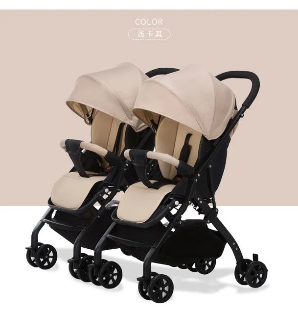 Twin baby stroller lightweight folding can sit reclining detachable second child double child trolley