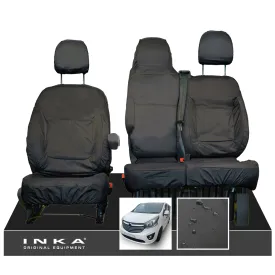 Vauxhall Vivaro B X82 SPORTIVE Front 1 2 INKA Tailored Waterproof Seat Covers Black MY-14-18
