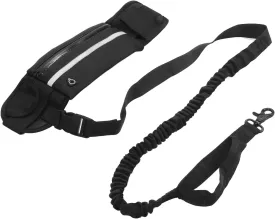 Waist Dog Running Leash Multifunctional Handsfree Flexible Pet Harness Belt Bag Pet Supplies (Black)